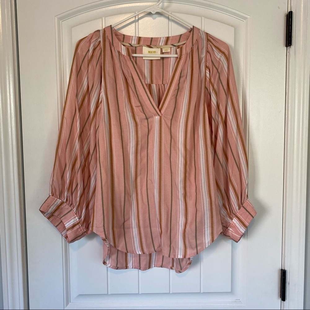 Maeve by Anthropologie Pink Striped Top XS